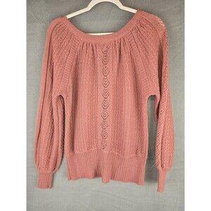 Vintage Organically Grown Women's Large Pink Knit Sweater Boho Cottagecore Soft